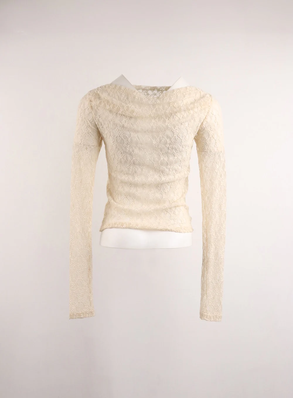Lace Asymmetrical Floral Lace Long Sleeve Top CJ415 - Image 10