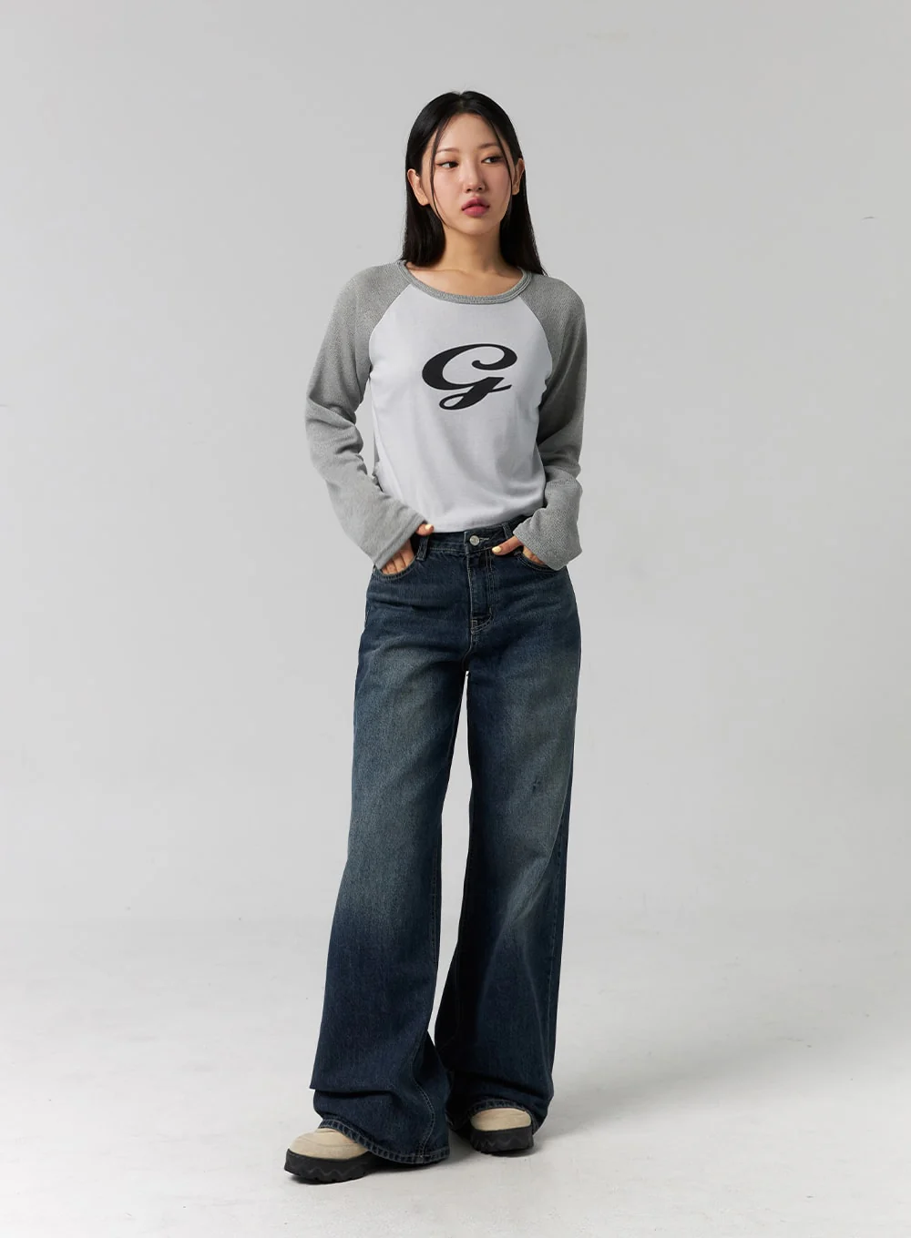 Low Rise Washed Wide Jeans CG315 - Image 4