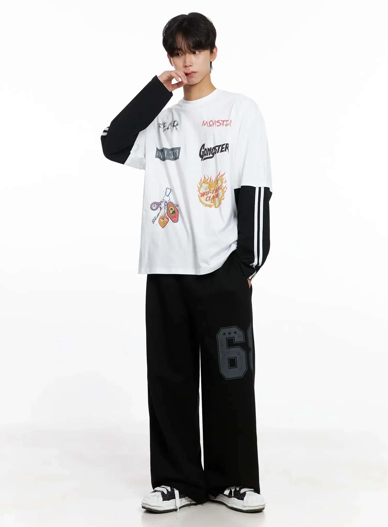 Men's Graphic Layered Long Sleeve Top IO516 - Image 13