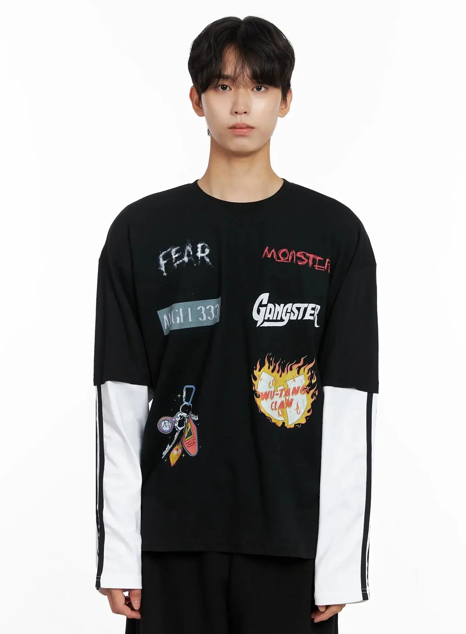 Men's Graphic Layered Long Sleeve Top IO516 - Image 16