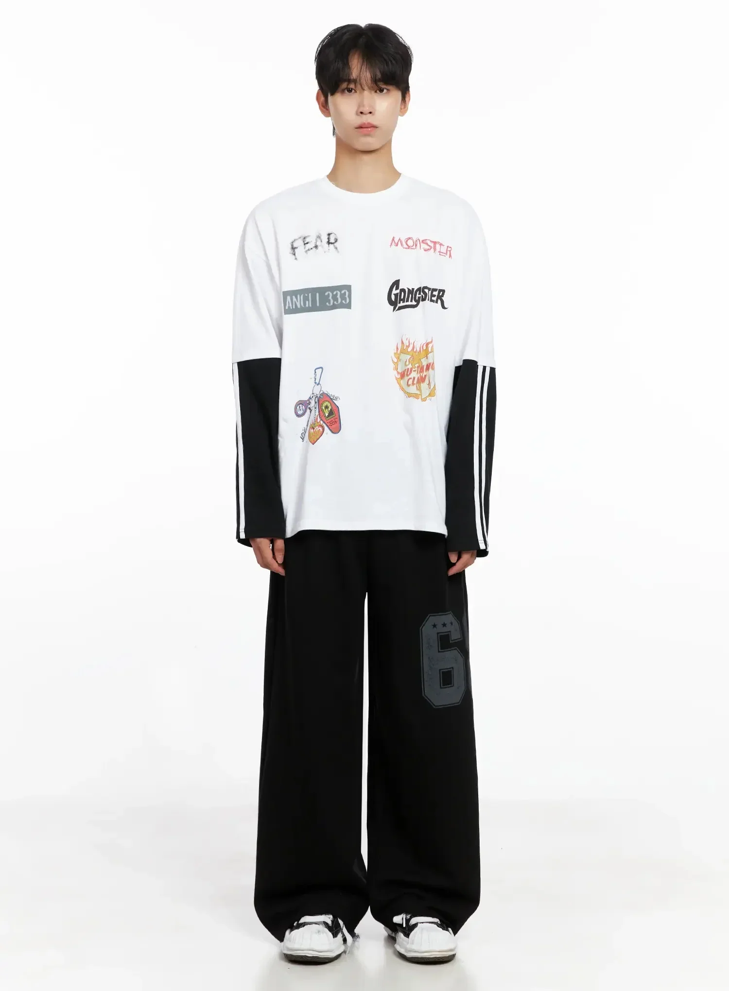 Men's Graphic Layered Long Sleeve Top IO516 - Image 6