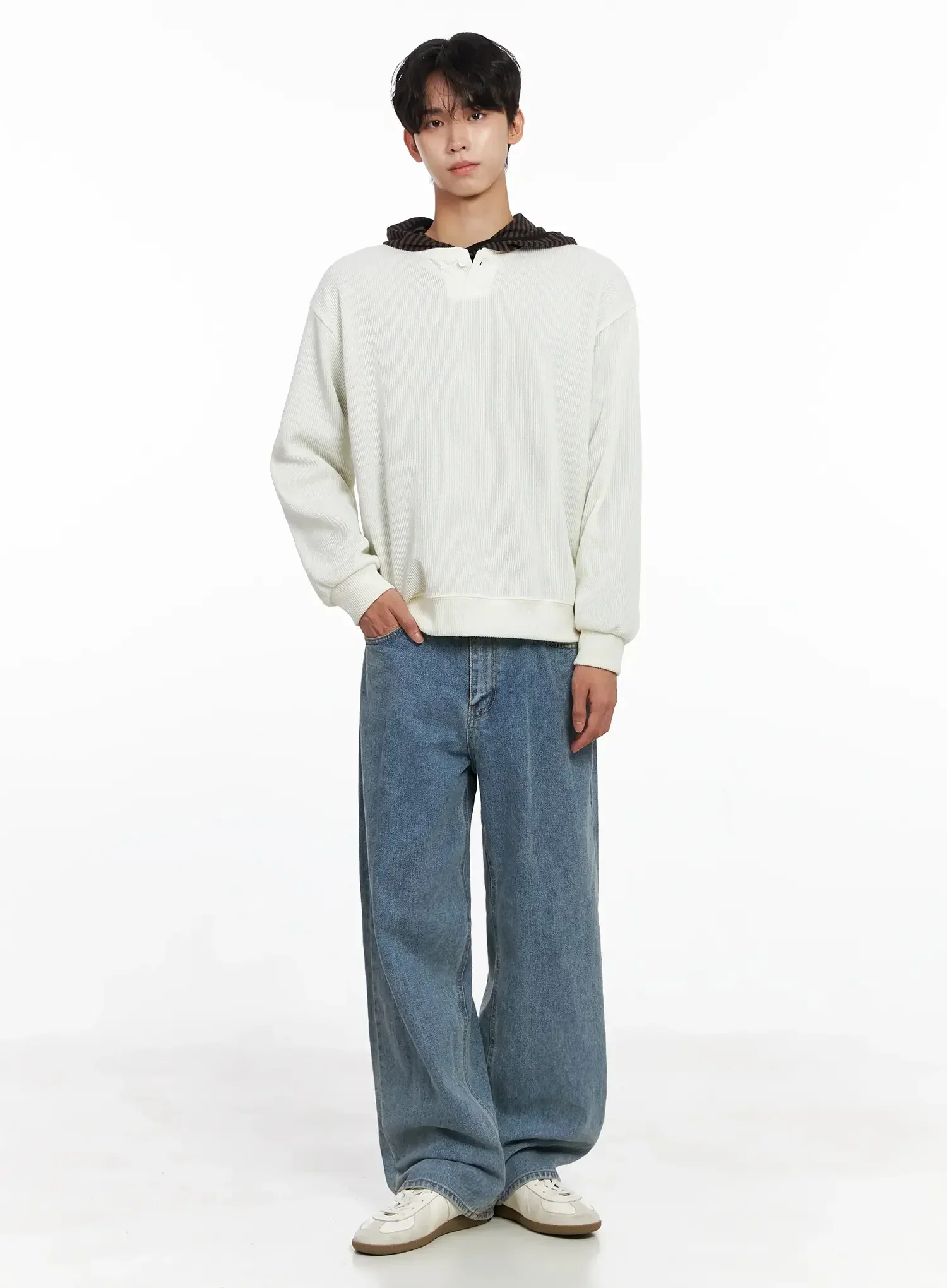 Men's Henley Neck Sweatshirts IO516 - Image 13