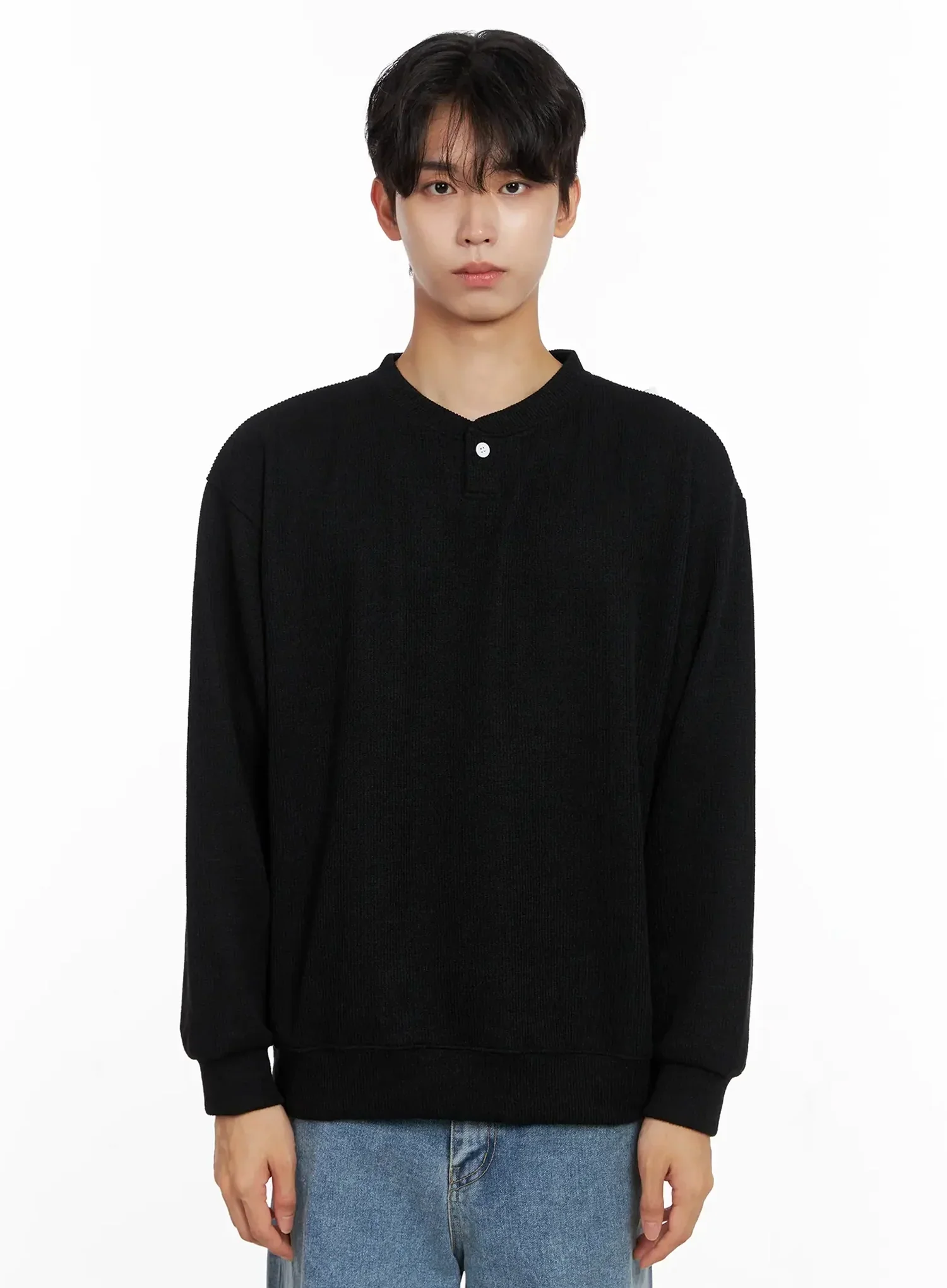 Men's Henley Neck Sweatshirts IO516 - Image 18