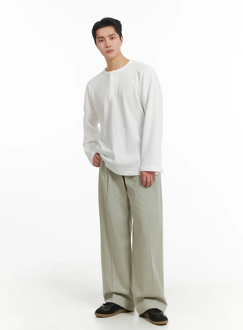 Men's Quarter Button Round Neck Long Sleeve IA401 - Image 6