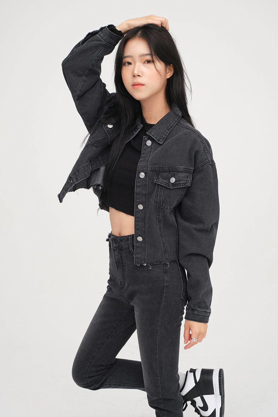 Ripped Hem Denim Crop Jacket F14 - Image 10