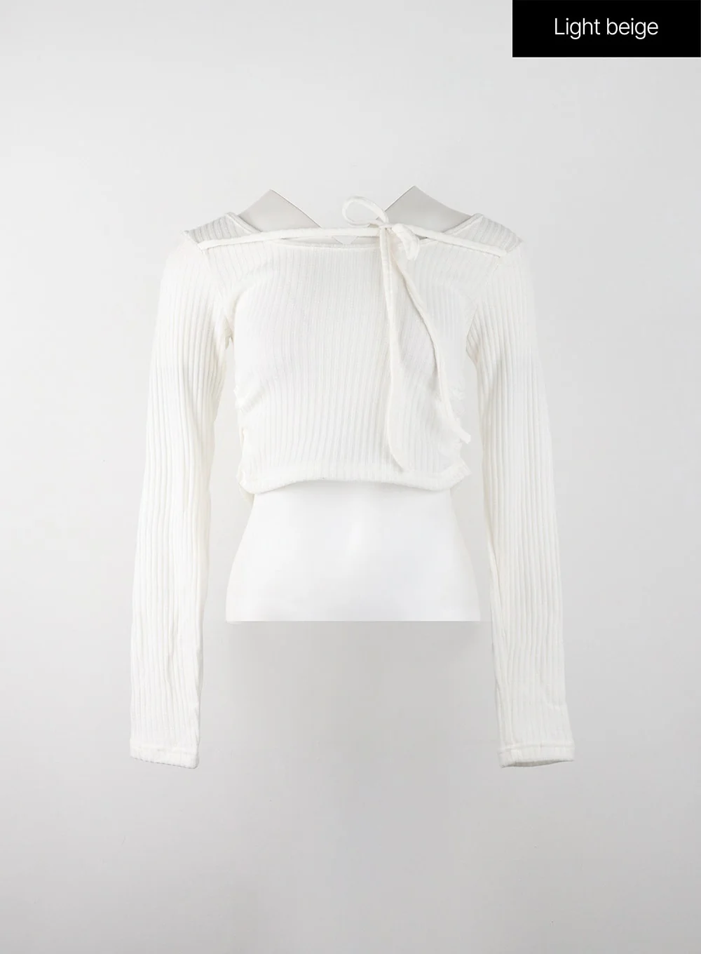 Round Neck Drawstring Ribboned Crop Long Sleeve IJ402 - Image 10