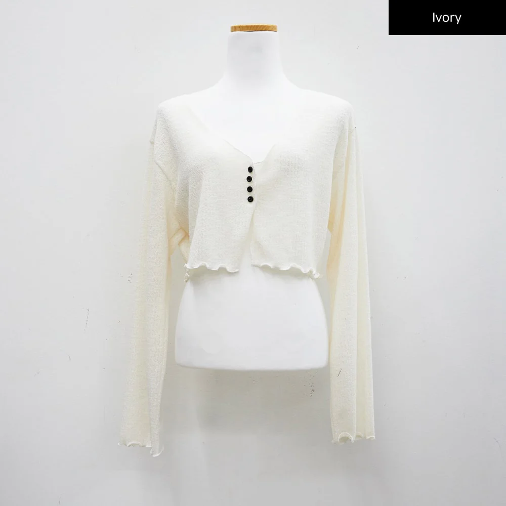 Ruffle Detail Cropped Cardigan CM17 - Image 8