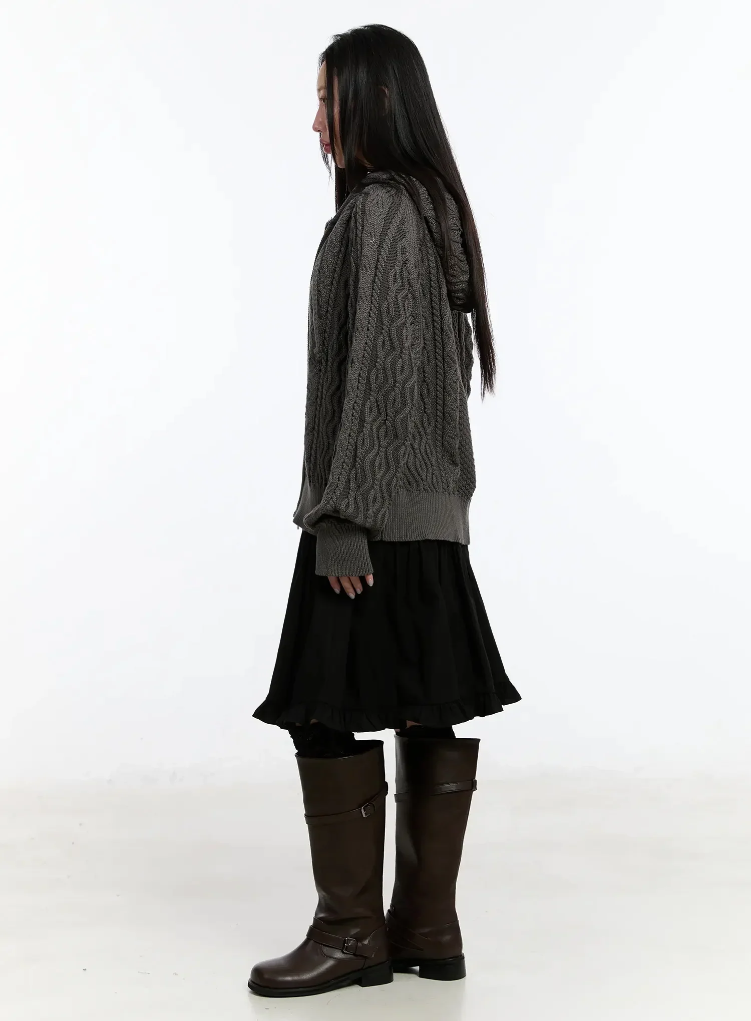 Twisted Knit Zip-Up Hoodie IM509 - Image 10